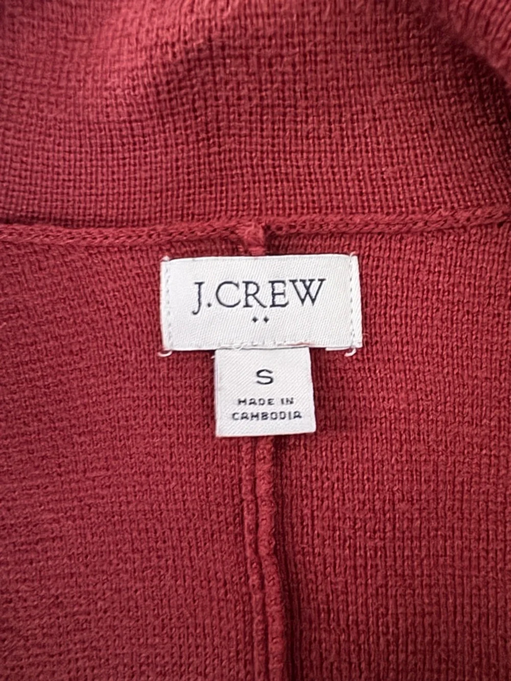 J.Crew Red Knit Blazer Cardigan Small Preppy Coastal Chic Minimalist Cotton H45